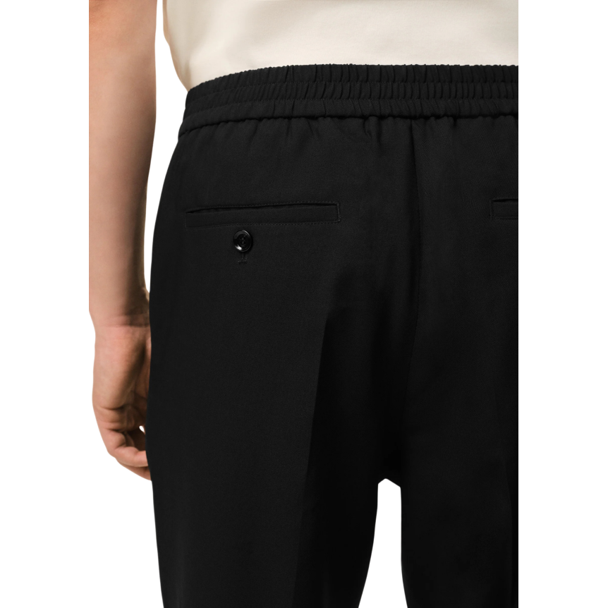 Pantalon droit AMI Paris taille élastique gabardine laine noir