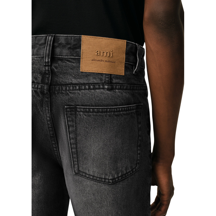 Pantalon Jean AMI Paris Tapered fit coton denim noir délavé