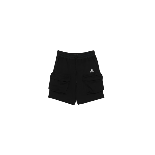 Short cargo AMIRI noir multi poches logo MA blanc