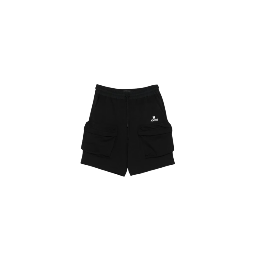 Short cargo AMIRI noir multi poches logo MA blanc