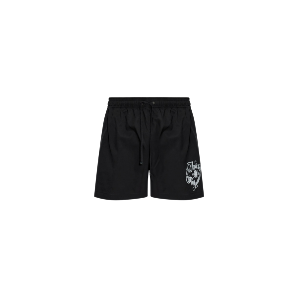 Short de bain AMIRI nylon noir logo Hollywood blanc