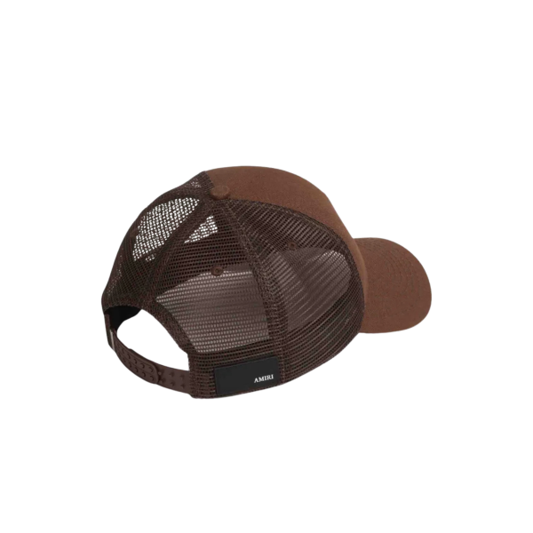 Casquette AMIRI  coton marron chocolat filet broderie logo MA rose