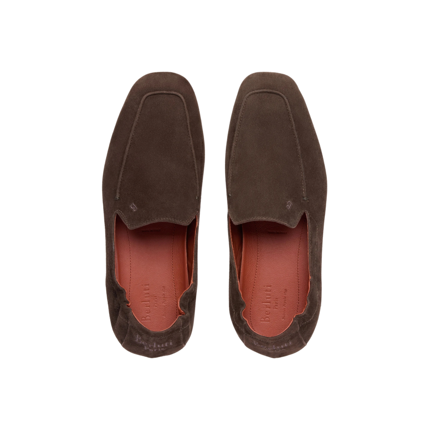 Mocassin BERLUTI Far Niente Cuir d'agneau velours marron chocolat