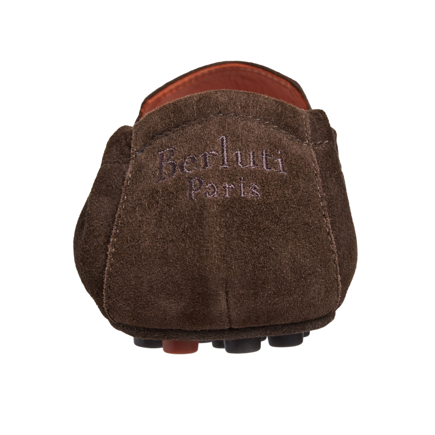 Mocassin BERLUTI Far Niente Cuir d'agneau velours marron chocolat