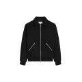 Blouson teddy zippé laine noire broderie triomphe ton sur ton dos