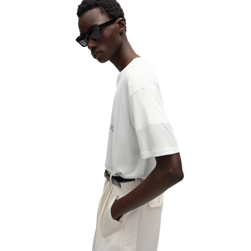 T-shirt col rond coton écru CELINE Paris noir