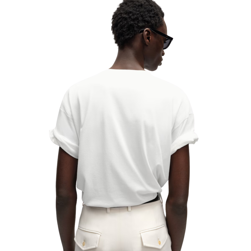 T-shirt col rond coton écru CELINE Paris noir