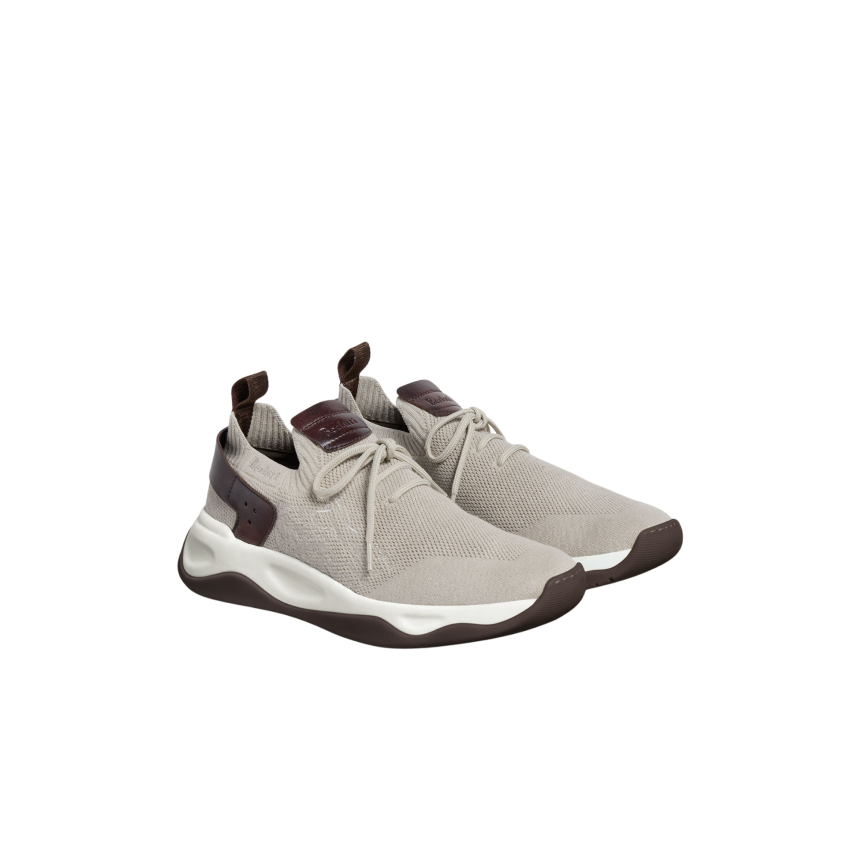Basket Shadow Lin beige cuir de veau marron