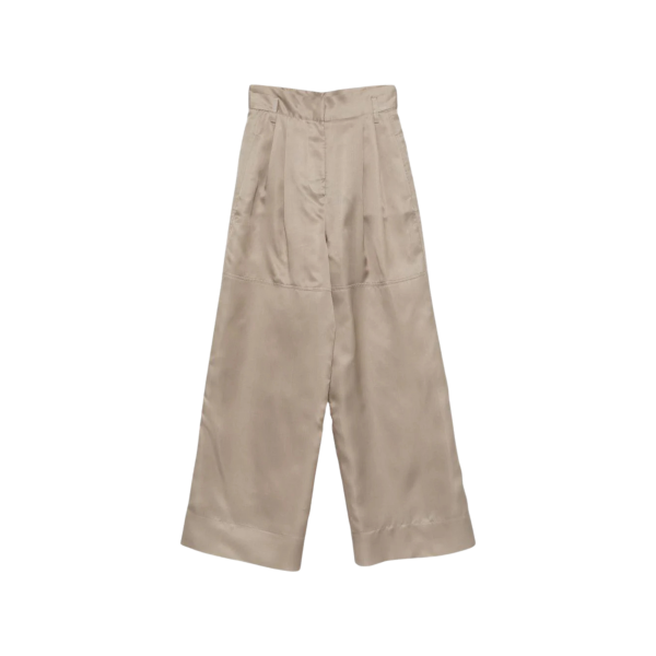Pantalon large ALEBERTA FERRETTI 2 poches organza soie beige kaki