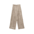 Pantalon large 2 poches organza soie beige kaki