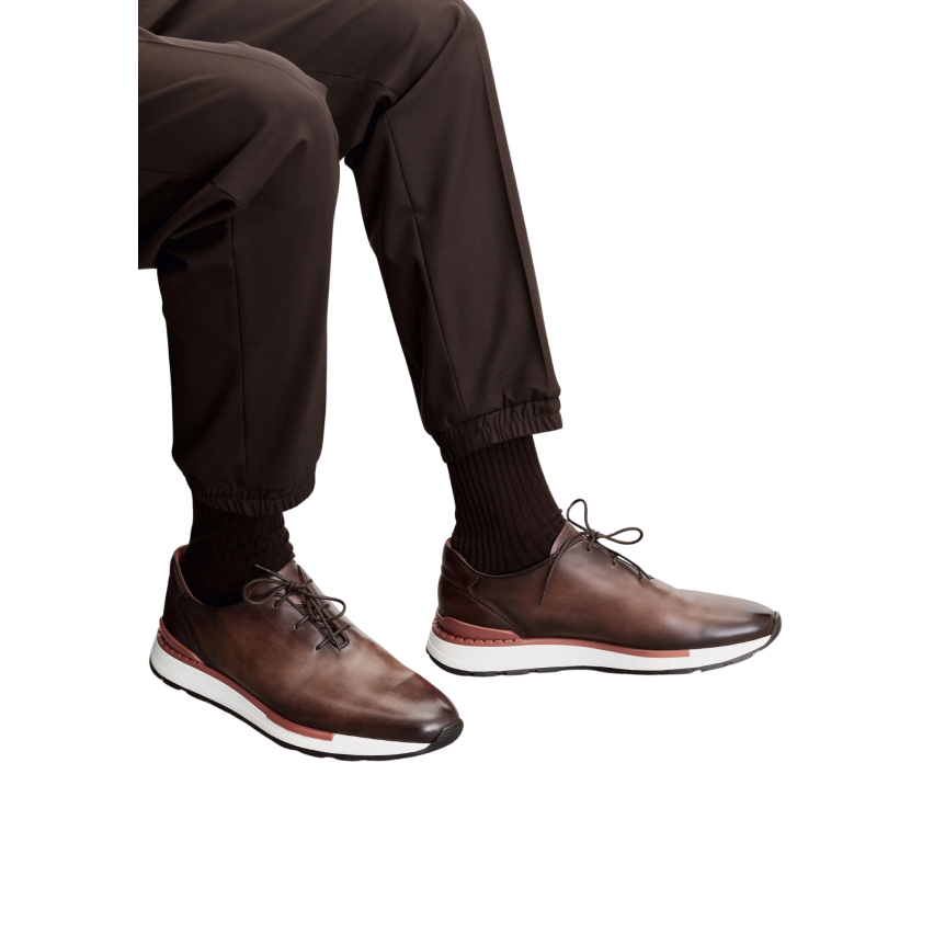 Baskets Sneaker BERLUTI Richelieu Alessandro Fast Track Cuir veau Venezia marrone intenso