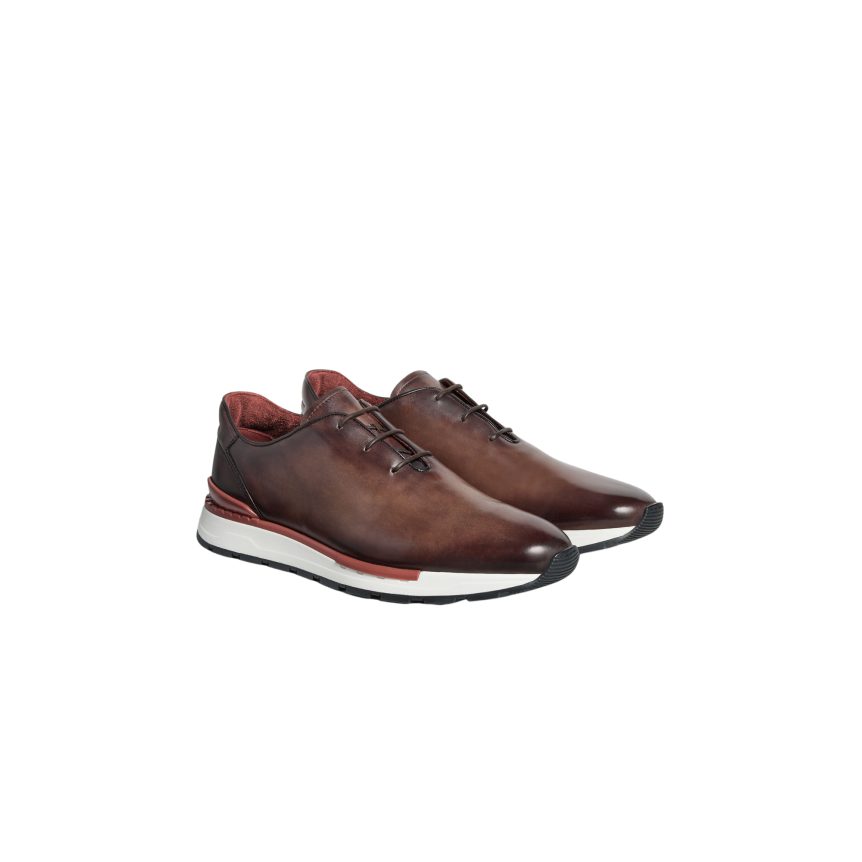 Baskets Sneaker BERLUTI Richelieu Alessandro Fast Track Cuir veau Venezia marrone intenso