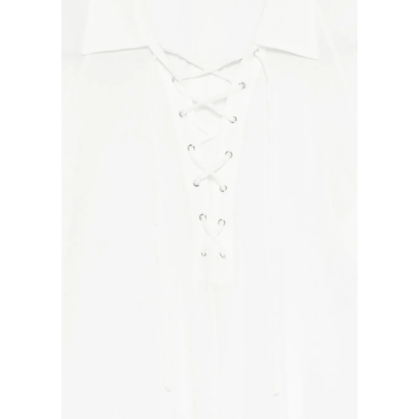 Chemise manche longue BARBARA BUI col V coton crépon blanc lacets