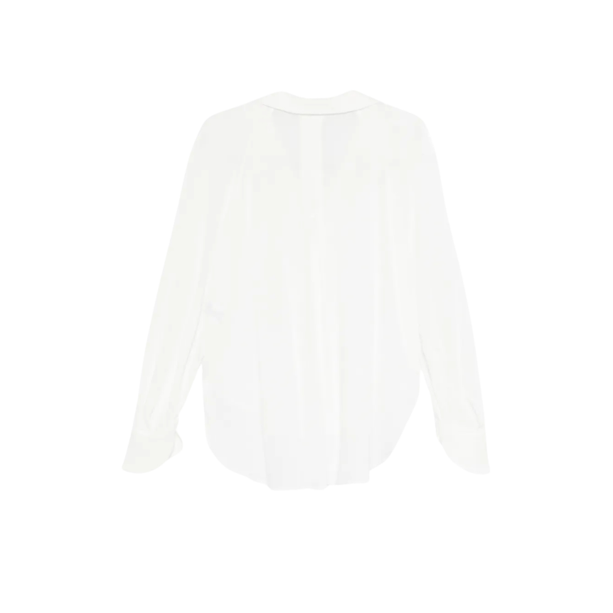 Chemise manche longue BARBARA BUI col V coton crépon blanc lacets