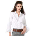 Chemise manche longue coton blanc rayures grises