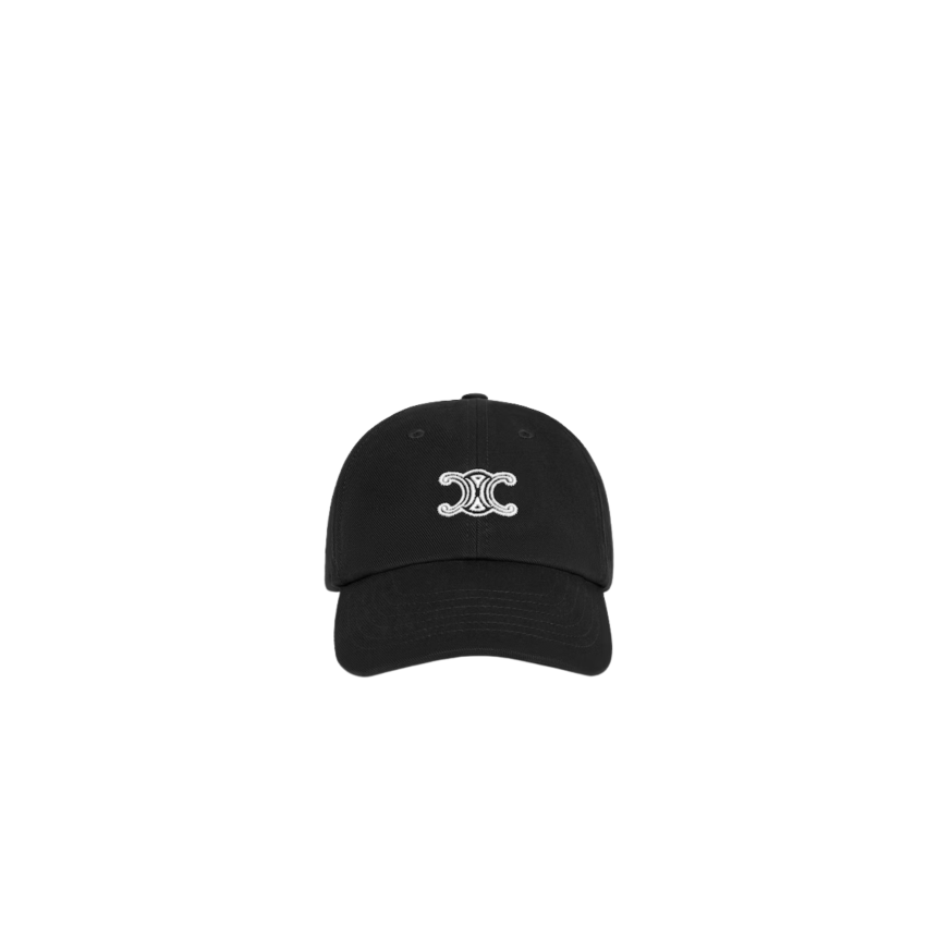 casquette baseball CELINE gabardine de coton noir triomphe blanc