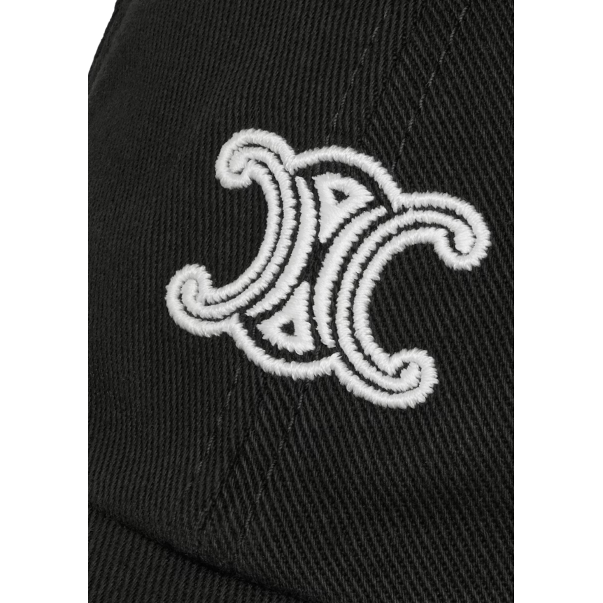 casquette baseball CELINE gabardine de coton noir triomphe blanc