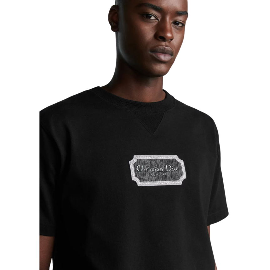 T-shirt col rond DIOR relax jersey de coton noir Christian Dior Couture 1947