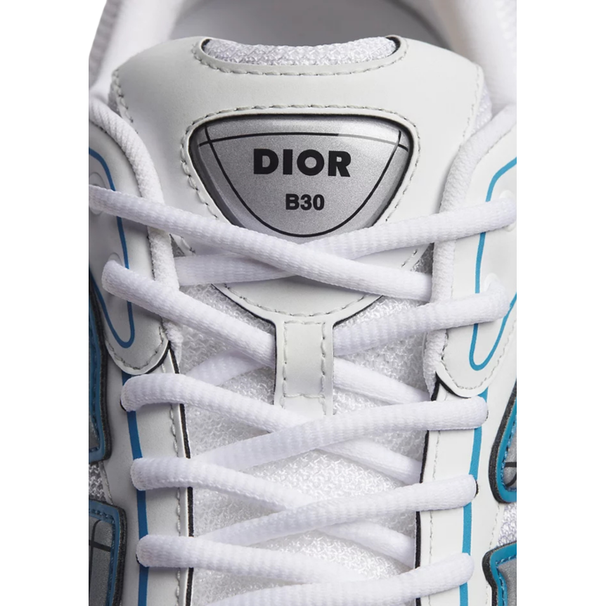 Basket basse Sneaker DIOR B30 Countdown cuir blanc semelle CD gris bleu