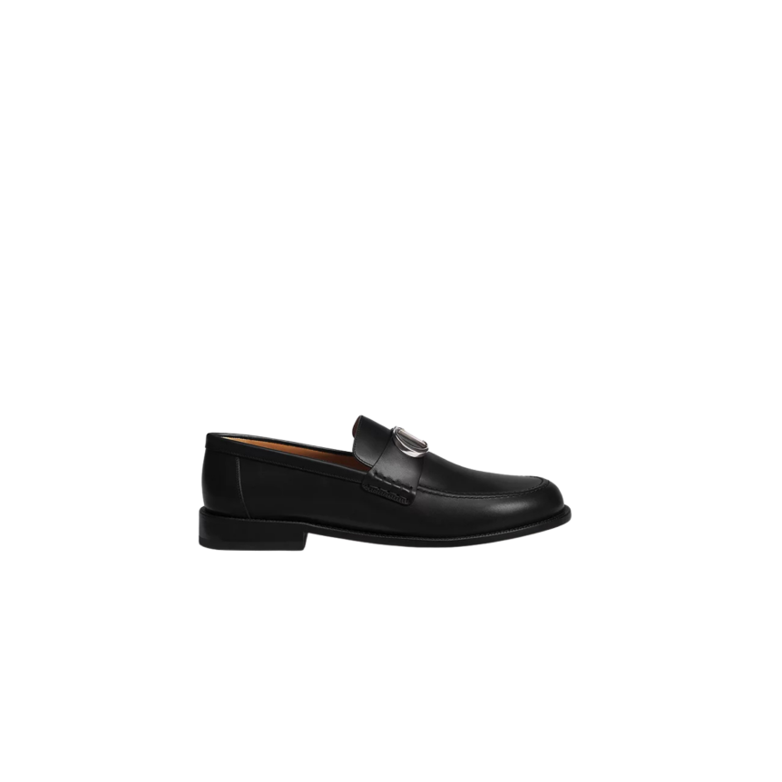 Mocassin DIOR Archie cuir de veau lisse noir CD argent