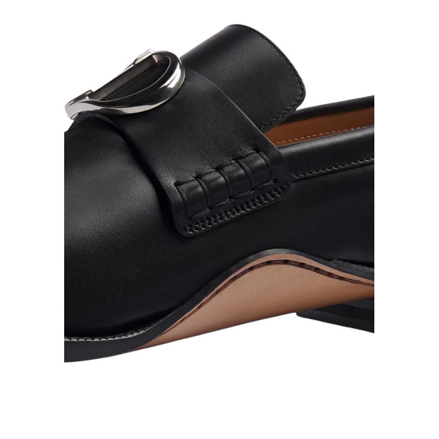 Mocassin DIOR Archie cuir de veau lisse noir CD argent
