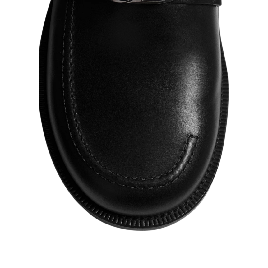 Mocassin DIOR Archie cuir de veau lisse noir CD argent