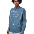 Surchemise toile de coton bleu broderie Couverture du livre Fleurs du mal blanc