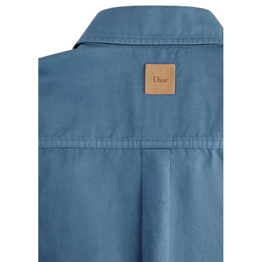 Surchemise DIOR toile de coton bleu broderie Couverture du livre Fleurs du mal blanc
