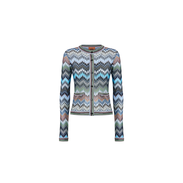 MISSONI Cardigan coton viscose zigzag bleu