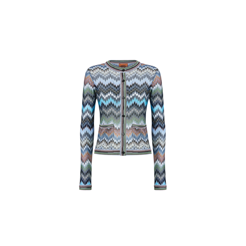 MISSONI Cardigan coton viscose zigzag bleu