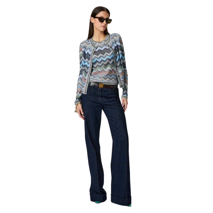 MISSONI Cardigan coton viscose zigzag bleu