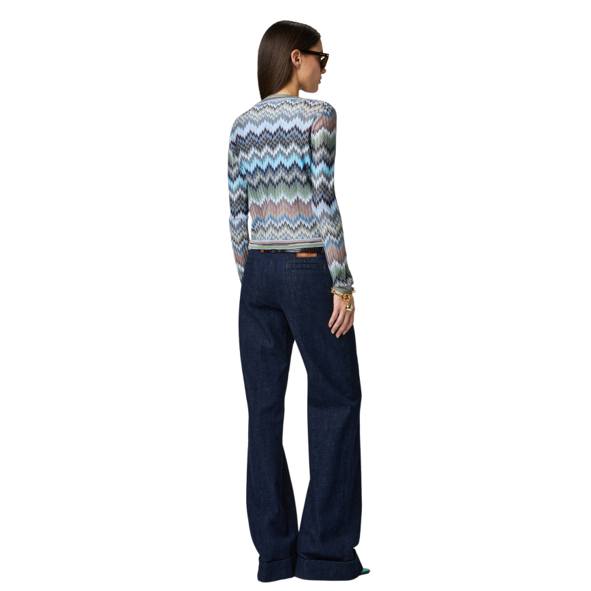 MISSONI Cardigan coton viscose zigzag bleu