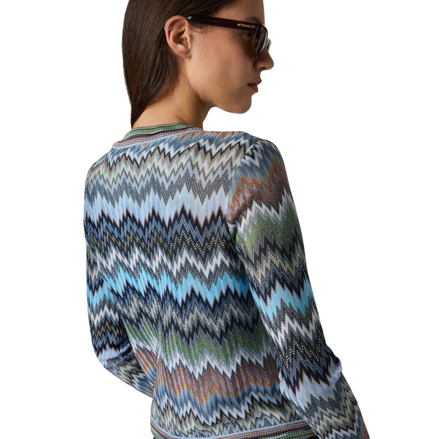 MISSONI Cardigan coton viscose zigzag bleu