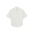 Chemise bowling coton blanc rayures kaki