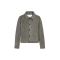 Veste boutonnée cuir daim gris logo coeur