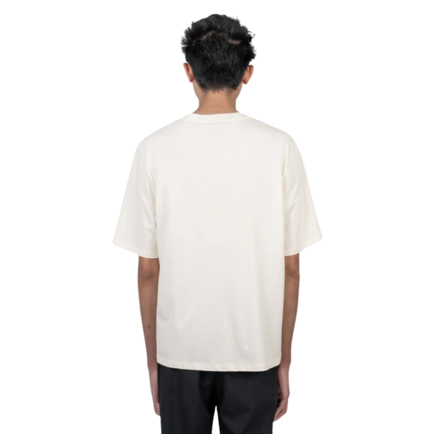 T-shirt col rond AMI Paris jersey coton épais écru cœur embossé