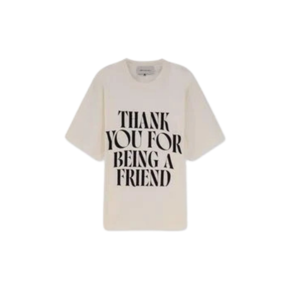 T-shirt AMI Paris manche courte jersey coton épais écru imprimé signature noir