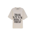 T-shirt manche courte jersey coton épais écru imprimé signature noir
