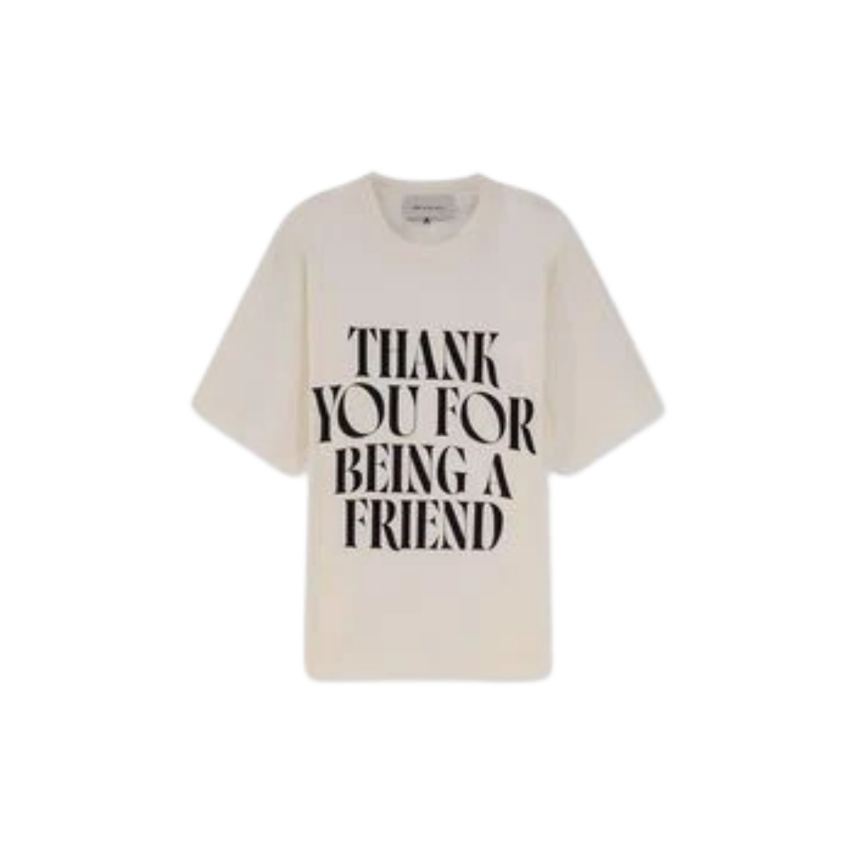 T-shirt AMI Paris manche courte jersey coton épais écru imprimé signature noir