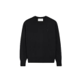 Pull col rond maille laine mérinos extrafine noir gros cœur noir