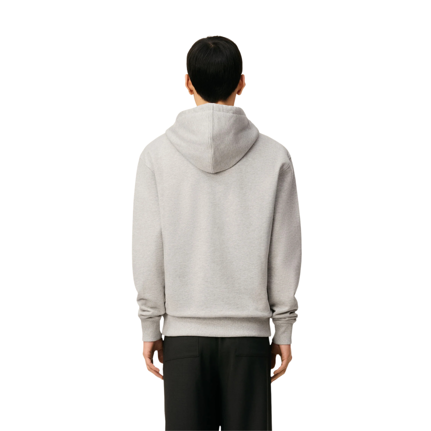 Sweat-shirt zippé à capuche AMI Paris Hoodie molleton coton gris cœur noir