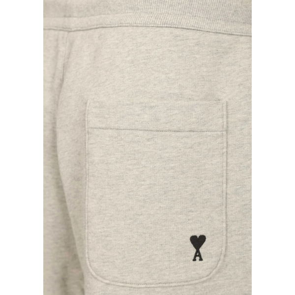 AMI Paris Short molleton coton gris cœur noir
