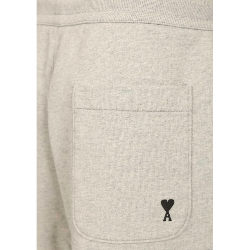 AMI Paris Short molleton coton gris cœur noir