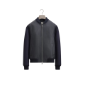 Blouson zippé bomber cuir vachette bleu marine