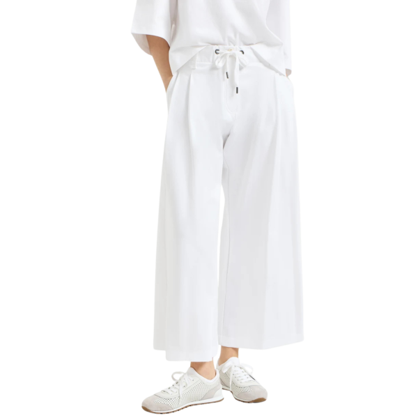 Pantalon large BRUNELLO CUCINELLI coton mélangé interlock Couture blanc