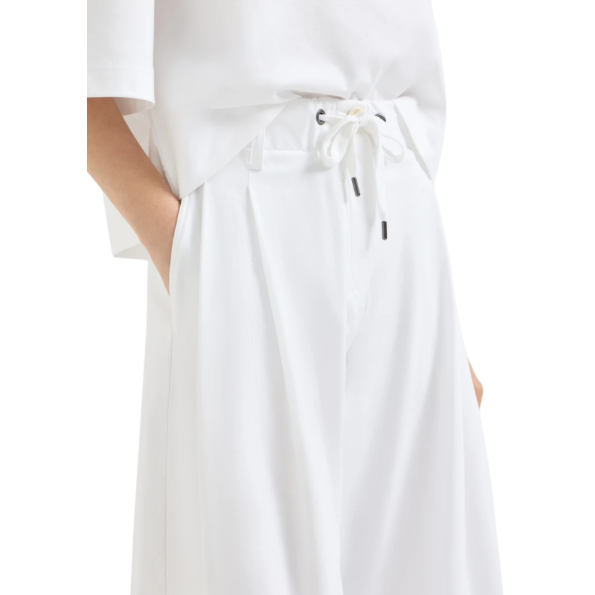 Pantalon large BRUNELLO CUCINELLI coton mélangé interlock Couture blanc