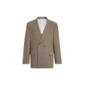 Veste à boutonnage demi croisé toile laine vierge coton et soie marron boutons métal