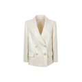 Veste croisée lin enduit métallisé écru lamé