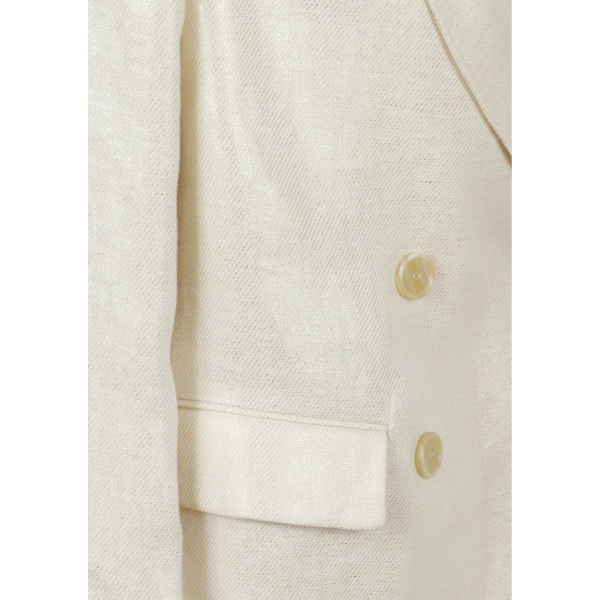 Veste croisée BRUNELLO CUCINELLI lin enduit métallisé écru lamé
