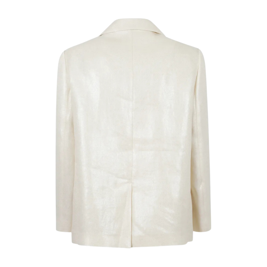 Veste croisée BRUNELLO CUCINELLI lin enduit métallisé écru lamé